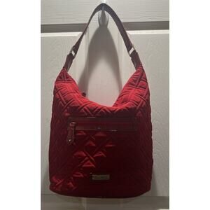 Vera Bradley Tote Bag Womens Red Quilted Shoulder Purse Geometric Pattern